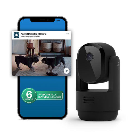 Arlo - Essential Pan Tilt Indoor Security Camera 2K - Wired Plug-In Powered Privacy Mode 1-Cam + 6 Months Secure Plus Plan - Black