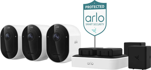 Arlo - Pro Outdoor Security Camera (6th Gen 2025 Release) - Wireless Rechareable Battery with Charging Station 3-Cam - White