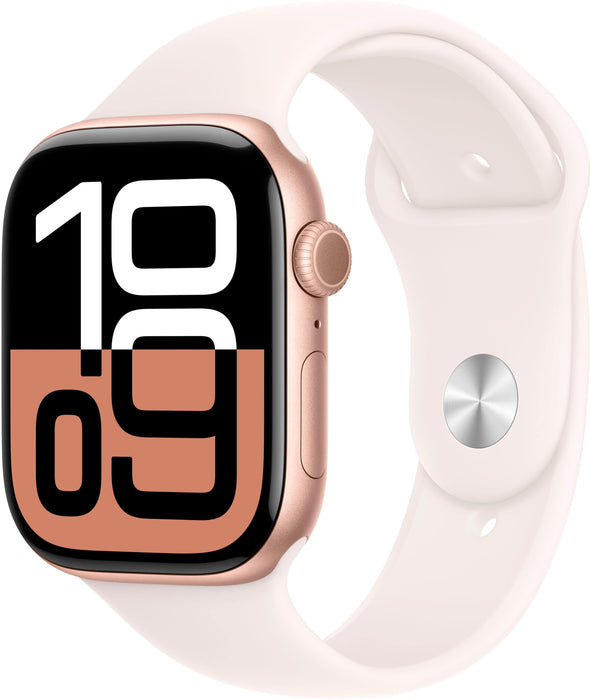 Apple Watch Series 10 (GPS+Cellular) 46mm Aluminum Case with Light Blush Sport Band - M/L - Rose Gold - (2024)