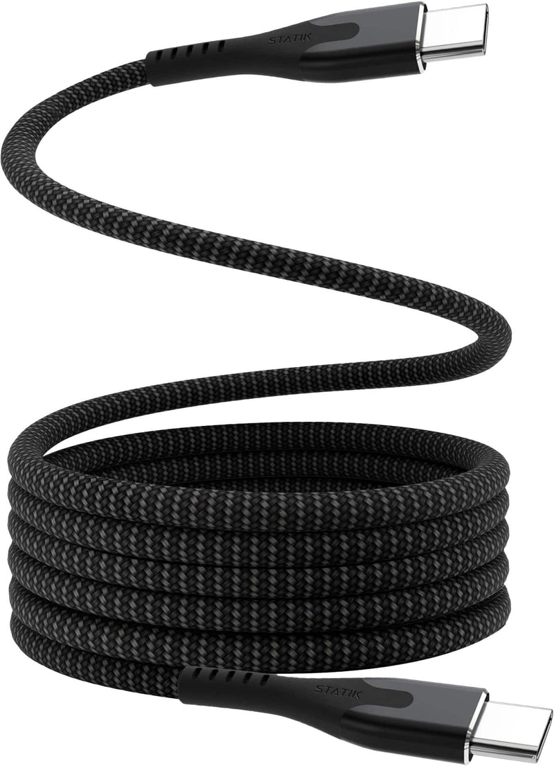 STATIK - Magstack Pro 6 Foot USB-C to USB-C Magnetic Charging Cable - Black