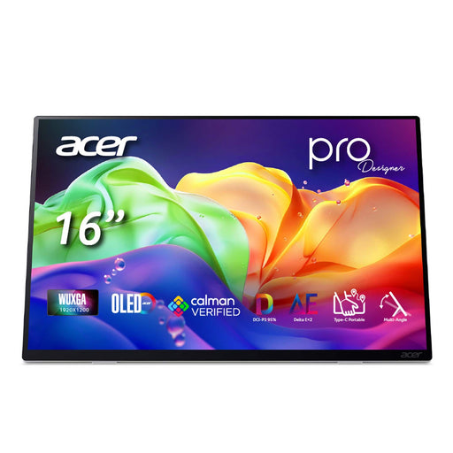Acer - ProDesigner 16 OLED WUXGA DCI-P3 95 1ms (G to G) Portable Monitor (2 x USB 3.1 Type-C  1 x HDMI 1.4 Port) - White