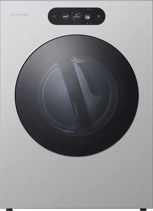 LG - SIGNATURE 9.0 Cu. Ft. Stackable Smart Gas Dryer with Steam and AI Sensor Dry - Brushed Platinum Steel