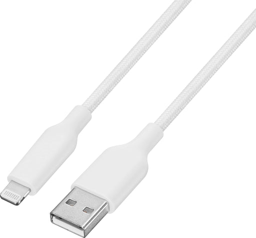 Best Buy essentials - 6’ Lightning to USB Braided Charge-and-Sync Cable - White