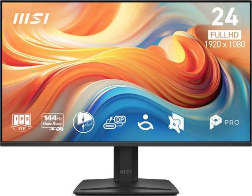 MSI - PRO MP242 E14C 24" IPS LCD FHD 144Hz 1ms FreeSync Buesiness Monitor HDR ready with Built-in Speakers (USB-C HDMI) - Black