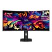 MSI - MAG 341CQP QD-OLED X28 34" UWQHD 280Hz 0.03ms G-SYNC FreeSync Premium Pro Curved Gaming Monitor TB500 (DP HDMI USB-C) - Metallic Black