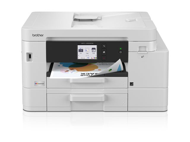 Brother - INKvestment 4555 Wireless Color Inkjet All-in-One Printer with 2 Paper Trays (MFCJ4555DW) Great for Small Offices - White