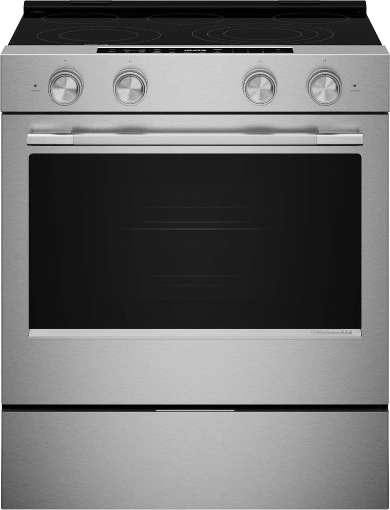 KitchenAid - 5.3 Cu. Ft. Smart Slide-In Electric Range with Two Even-Heat Hyper Elements and Convection Cooking Modes - Stainless Steel