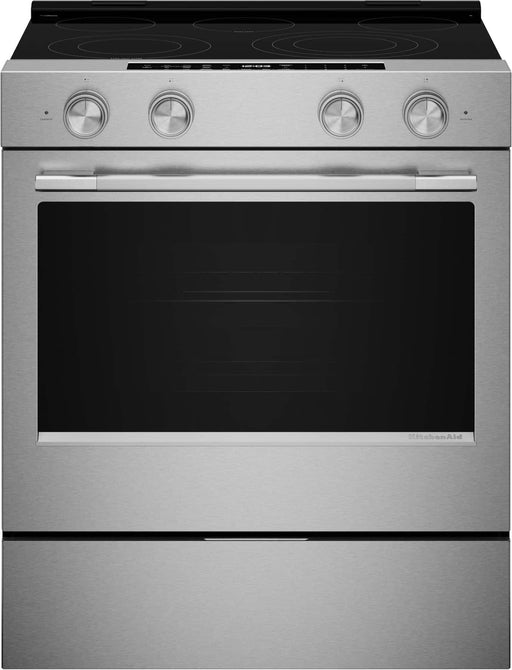 KitchenAid - 5.3 Cu. Ft. Smart Slide-In Electric Range with Two Even-Heat Hyper Elements and Convection Cooking Modes - Stainless Steel