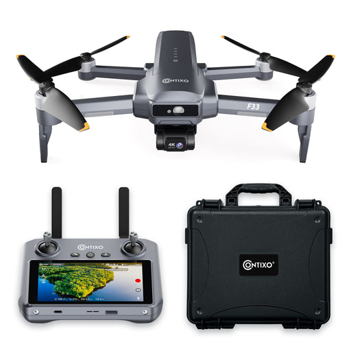 Contixo - F33 Vortex 4K GPS Drone with 2-Axis Gimbal 6KM Range 40-Min Flight 5.5" HD Screen  Brushless Motor - Dark Gray