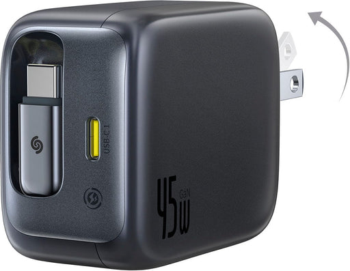 Baseus - Enercore with Single Retractable USB-C Cable Charger 45W - Black