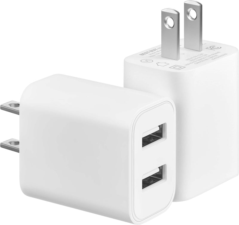 Best Buy essentials - 12W Dual-Port Wall Charger (2-pack) for Smartphones Tablets and Other USB Devices - White