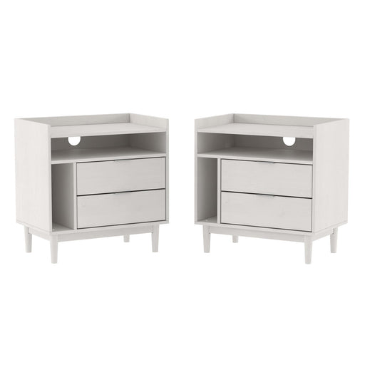 Walker Edison - Boho Solid Wood Nightstand (set of 2) - White