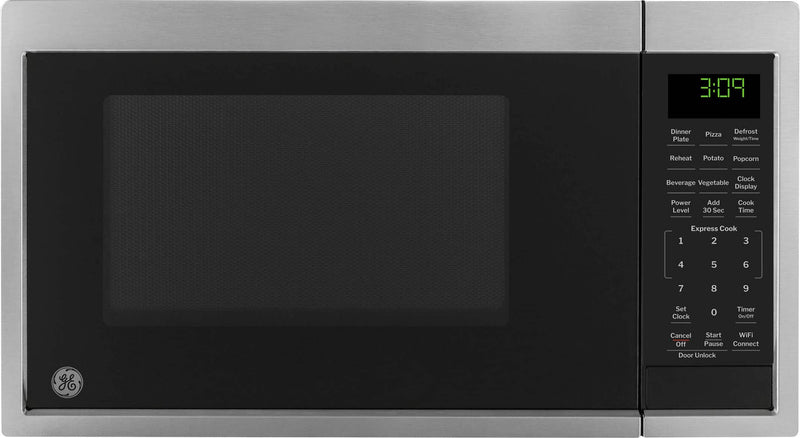 GE - 0.9 Cu. Ft. Countertop Microwave with Scan-to-Cook Technology - Stainless Steel