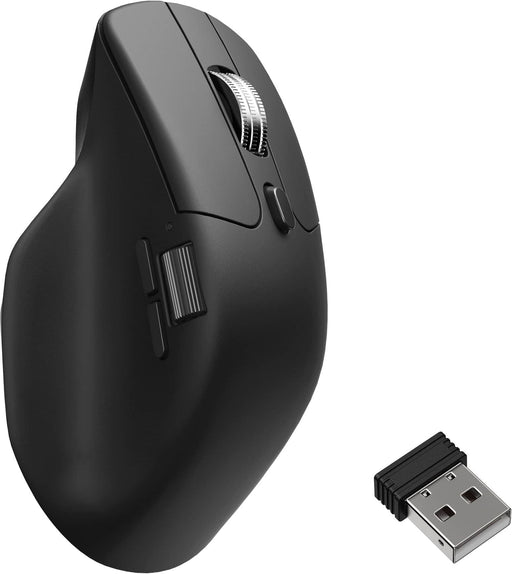Keychron - M6 Ergonomic Wired  Wireless Laser Mouse w/ Macro Button  Fast-Scrolling Metal Wheel For Windows PC  Mac - Wired - Black
