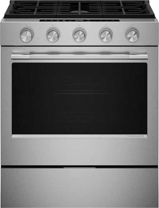 KitchenAid - 5.0 Cu. Ft. Slide-In Gas True Convection Range with Self Clean Steam Clean and 2-in-1 Burner - Stainless Steel