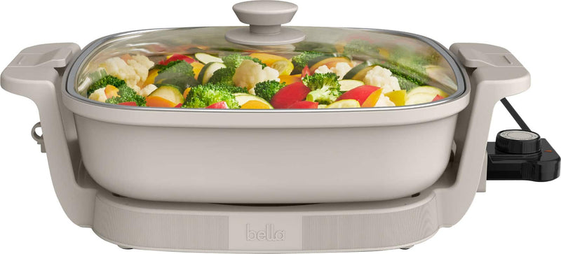 Bella - Fits-anywhere Kitchenware 12" x 12" Make  Take Non-Stick Electric Skillet - Oatmilk