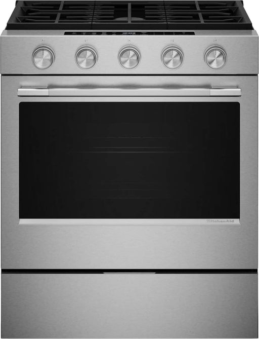KitchenAid - 5.0 Cu. Ft. Slide-In Gas True Convection Range with Self Clean Steam Clean and 2-in-1 Burner - Stainless Steel