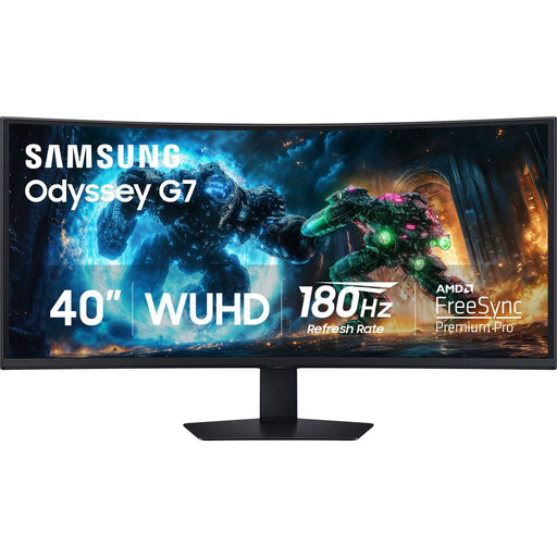 Samsung - 40" Odyssey G75F WUHD 180Hz 1ms AMD FreeSync Prem Pro Curved Gaming Monitor with HDR 600 (DisplayPort HDMI) - Black