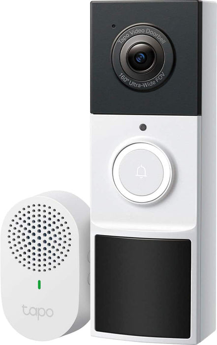 TP-Link - Tapo Battery Smart Video Doorbell 2K 3MP with Chime - No Monthly Fees - White