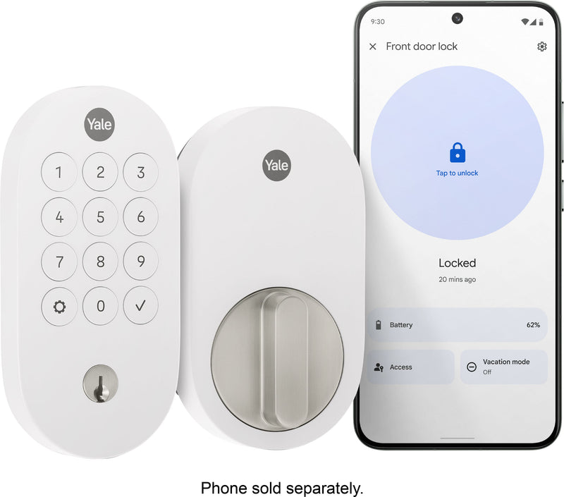 Yale - Smart Lock with Matter Designed for Google Home; Electronic Deadbolt with Pushbutton Keypad - Snow