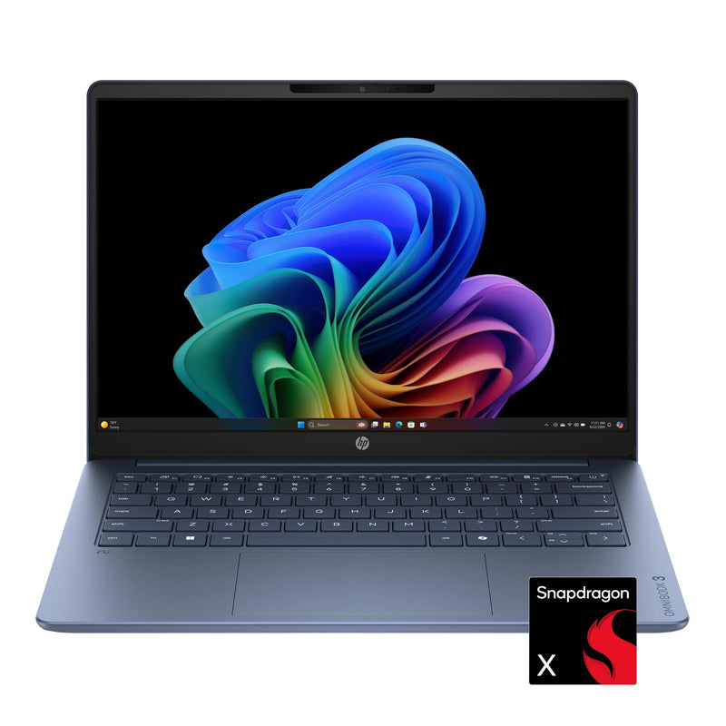 HP - OmniBook 3 - 14" 2K OLED Laptop - Snapdragon X (8-core) - 16GB Memory - 256GB SSD - Copilot+ PC - Starlit Blue