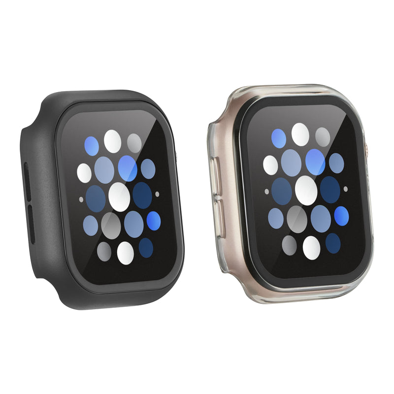 Insignia - Bumper with Glass Screen Protector for Apple Watch 42mm - Black and Clear