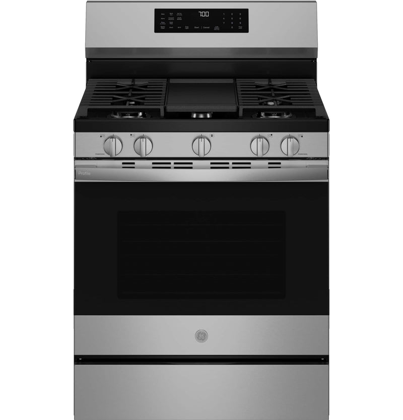 GE Profile - 5.3 Cu. Ft. Smart Freestanding Gas Convection Range with Steam Clean No Preheat Air Fry and EasyWash Oven Tray - Stainless Steel