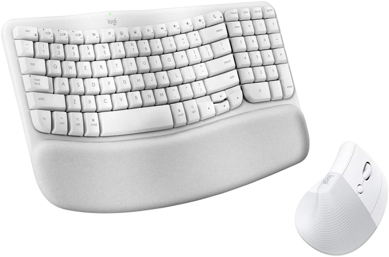 Logitech - Wave Keys for Mac and Lift Vertical for Mac Wireless Ergonomic Keyboard and Mouse Bundle for macOS/iPadOS - Off-White