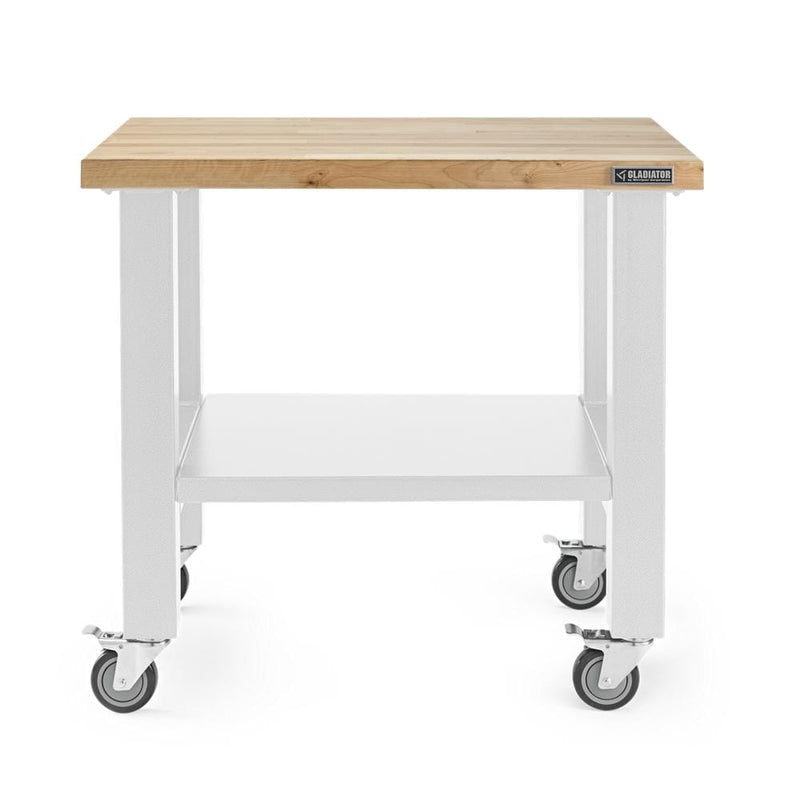 Gladiator 36-in L x 24-in D Rolling White Wood Portable Work Bench