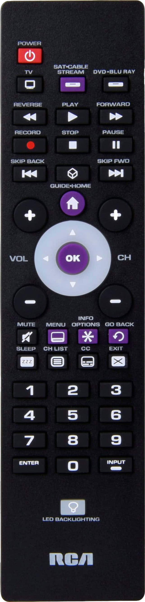 RCA - 3-Device Backlit Universal Remote - Black