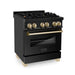 ZLINE - Autograph 30" Legacy Dual Fuel Range in Black Stainless Steel  Gold Accents (RABZ-30-G) - Black