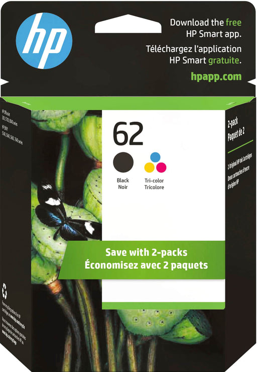 HP - 62 2-Pack Standard Capacity Ink Cartridges - Black/Tri-color