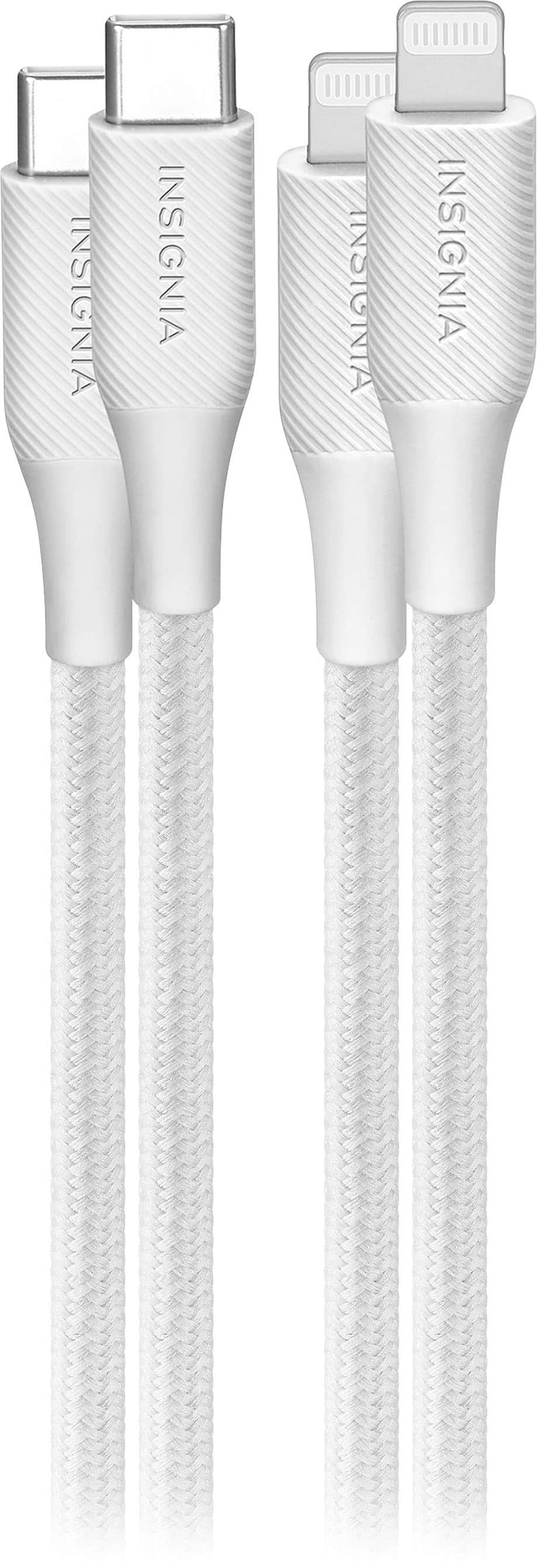 Insignia - 10' Lightning to USB-C Braided Charge-and-Sync Cable (2 Pack) - Moon Gray