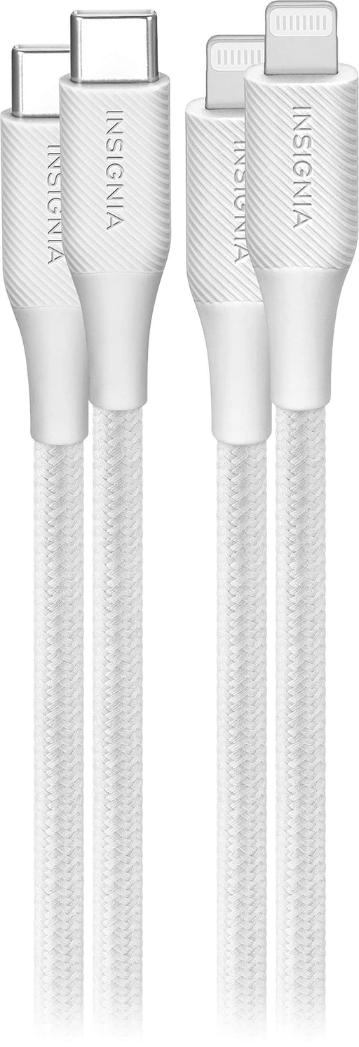 Insignia - 10' Lightning to USB-C Braided Charge-and-Sync Cable (2 Pack) - Moon Gray