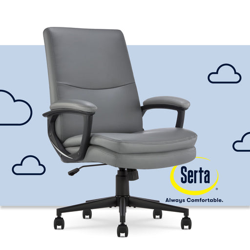 Serta - Comfort Mid-Back Bonded Leather Executive Office Chair - Gray