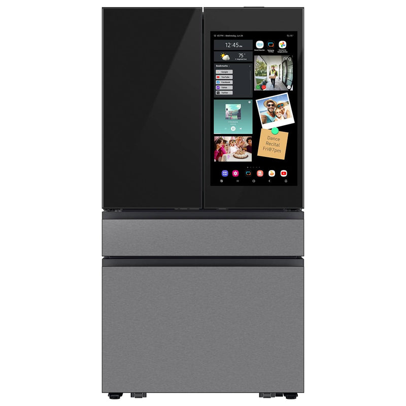 Samsung - Bespoke 23 cu. ft. Counter Depth 4-Door French Door Refrigerator with AI Family Hub+  AI Vision Inside - Charcoal Glass  Stainless Steel