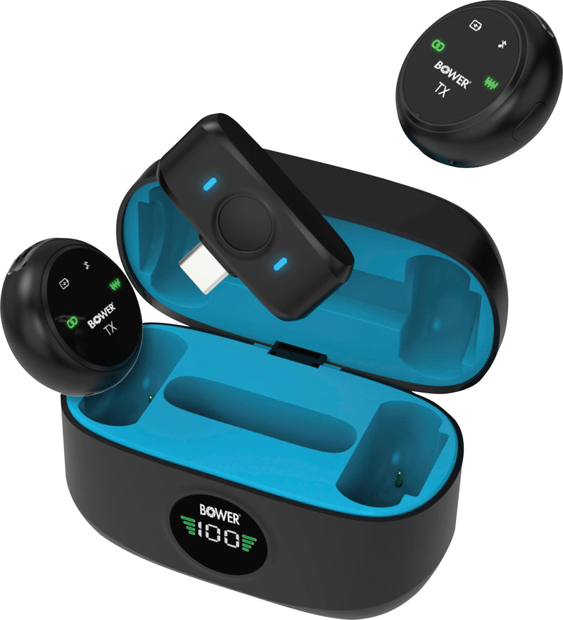 Bower - Audro M1 Wireless Microphone System with Charging Case and Noise Reduction