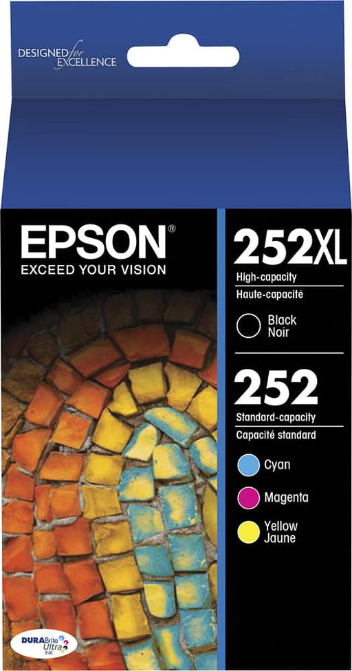 Epson - 252 4-Pack Ink Cartridges High Capacity and Standard Capacity - Black/Cyan/Magenta/Yellow