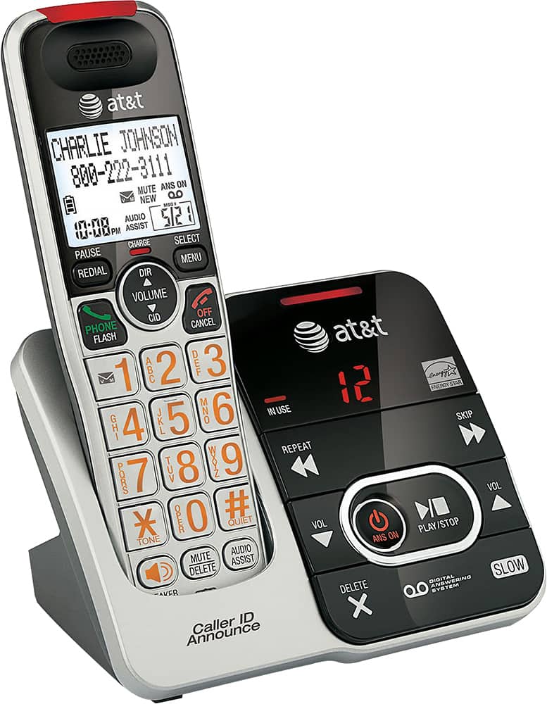 ATT - CRL32102 DECT 6.0 Expandable Cordless Phone with Digital Answering System and Caller ID/Call Waiting - Silver