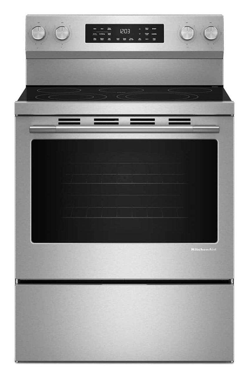 KitchenAid - 5.3 Cu. Ft. Smart Freestanding Electric Range with Convection Cooking Modes - PrintShield Stainless Finish