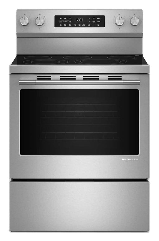 KitchenAid - 5.3 Cu. Ft. Smart Freestanding Electric Range with Convection Cooking Modes - PrintShield Stainless Finish
