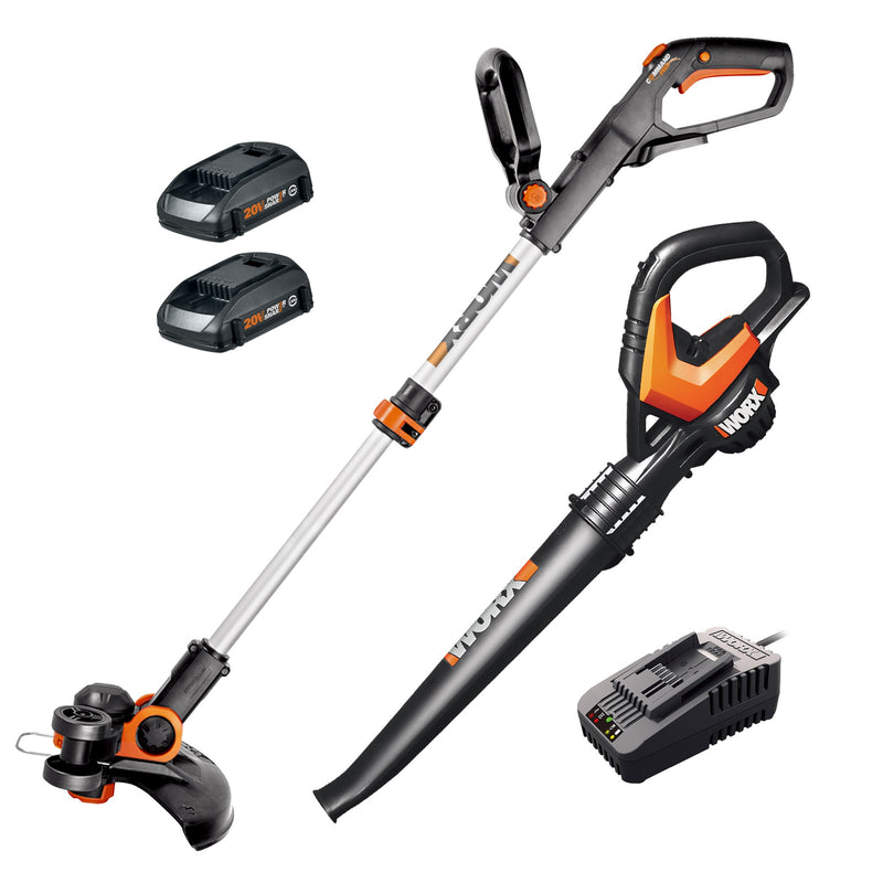 WORX Power Share 20-volt Cordless Battery String Trimmer and Leaf Blower and 2 Ah (Battery Included) (Charger Included)