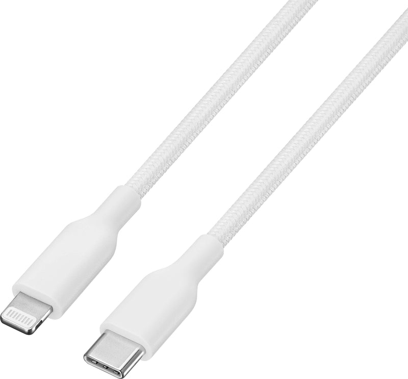 Best Buy essentials - 4’ Lightning to USB-C Braided Charge-and-Sync Cable - White