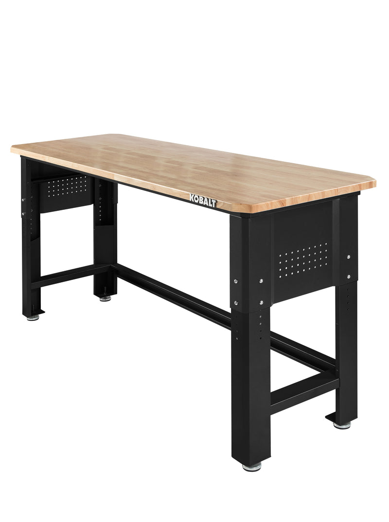 Kobalt 72-in L x 24-in D Black Wood Adjustable Height Work Bench