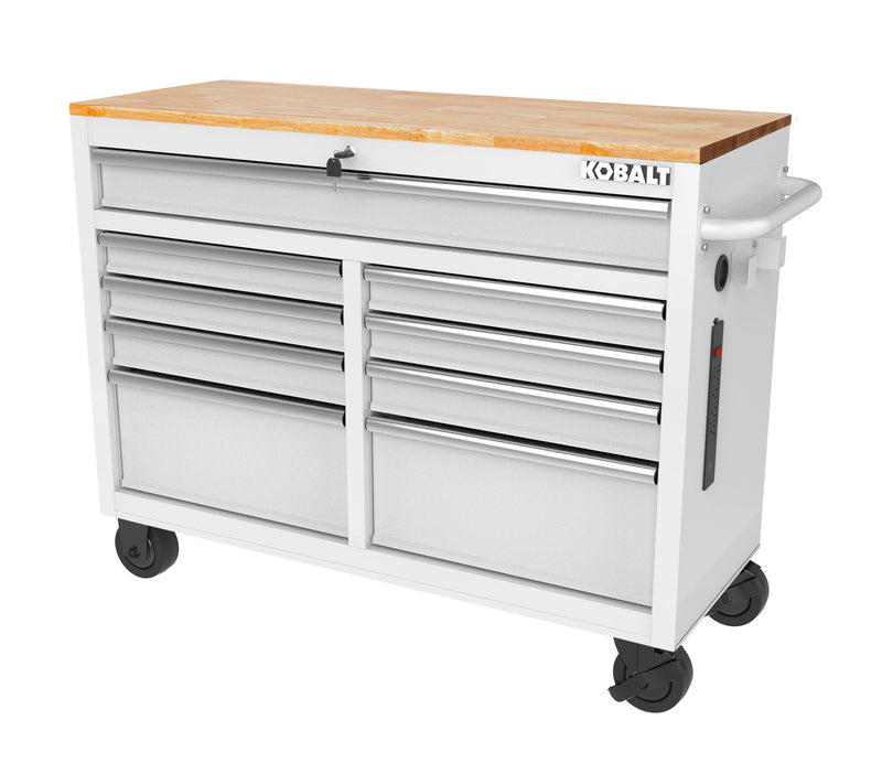 Kobalt 46.1-in L x 18.1-in D 9 -Drawers Rolling White Wood Work Bench