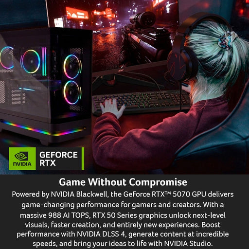 Acer - Nitro 65 Gaming Desktop - AMD Ryzen 99900X 2024 - NVIDIA GeForce RTX 5070 - 32GB DDR5 Memory  1TB Storage - Black