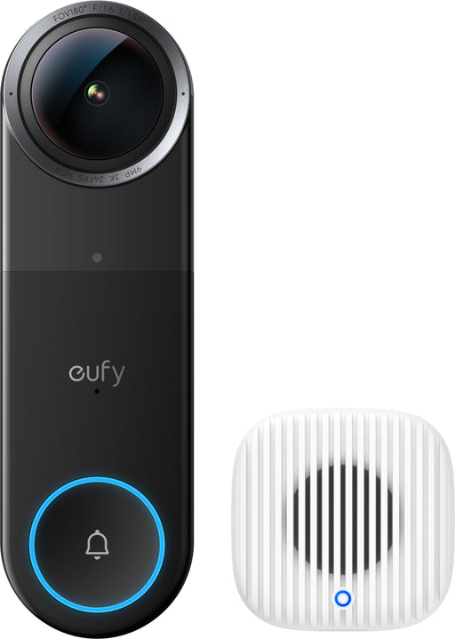 eufy - Video Doorbell S4 Max with Chime AI Tracking 3K Wireless Doorbell Camera 180 Wide View No Monthly Fee - Black