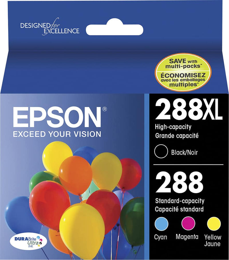 Epson - 288/288XL 4-Pack Ink Cartridges High Capacity and Standard Capacity - Black/Cyan/Magenta/Yellow