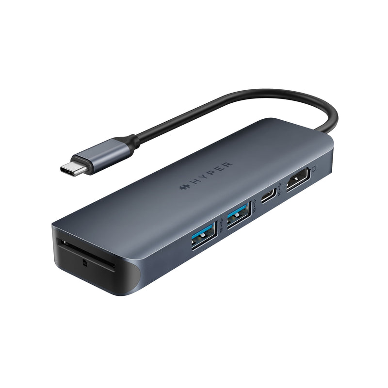 Hyper - HyperDrive Next 6 Port USB-C Hub 4K HDMI 1 USB-C 2 USB-A travel dock for MacBook and Windows PC - Midnight Blue