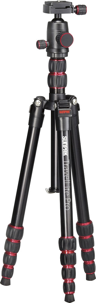 Sunpak - TravelLite Pro Reverse Folding 63" Tripod - Black with red accents